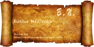 Batha Nándor névjegykártya